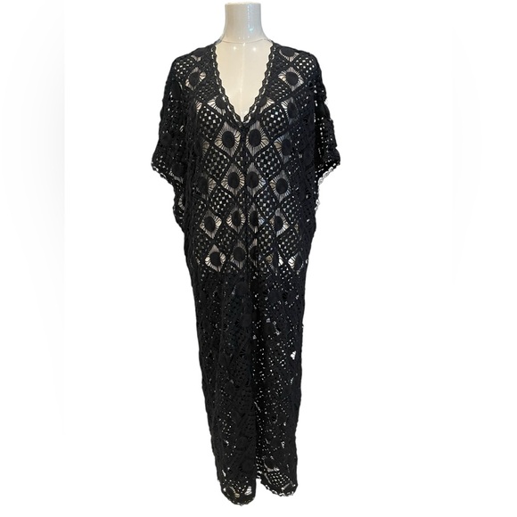 anthropologie black crochet dress NEW By Anthropologie Crochet Mini Dress S BLACK color